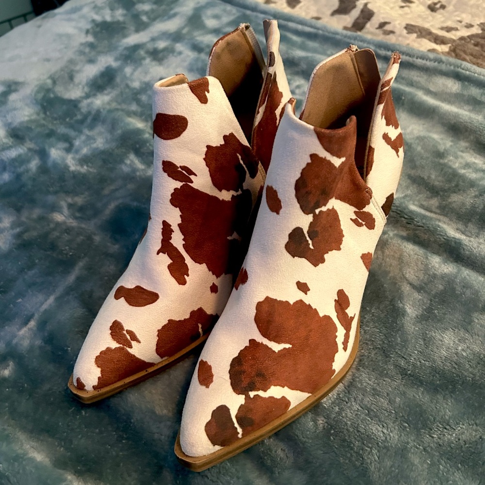 Cowhide Booties Cowprint